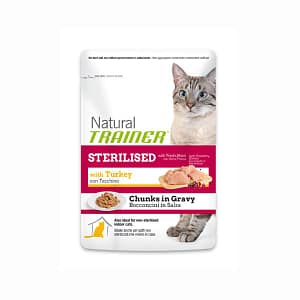 Trainer Natural Sterilised al Tacchino in Busta per Gatti 85gr Peso Confezione 85 g – KIT 6x