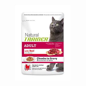 Trainer Natural Umido al Manzo in Busta per Gatti 85gr Peso Confezione 85 g – KIT 6x