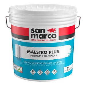 Idropittura traspirante Maestro plus San Marco ad alta copertura per interni (Secchio 4 o 14 Litri)