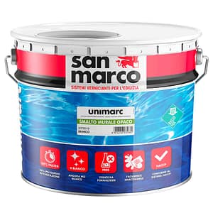 Smalto murale opaco Unimarc San Marco per muri interni ed esterni (Secchio da 1Lt, 4Lt o 10Lt)