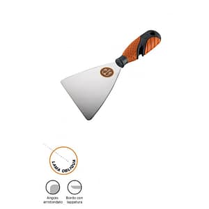 Spatola Pavan 501/ISO in acciaio inox obliqua con manico Sintesi (Misura 100 mm)