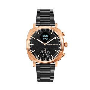 Pininfarina SENSO – Rose gold case, black dial and black strap – Dark grey metal band
