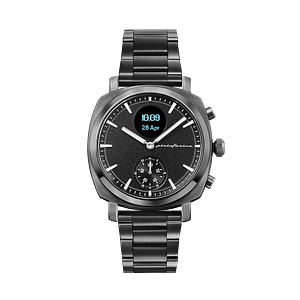 Pininfarina SENSO – Light grey case, black dial and black strap – Light grey metal band