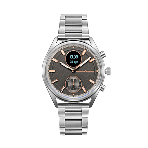 Pininfarina SINTESI – Silver case, grey dial and black strap – Steel metal band