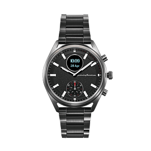 Pininfarina SINTESI – Dark grey case, black dial and black strap – Dark grey metal band
