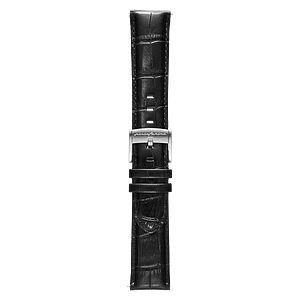 PININFARINA GENUINE ITALIAN LEATHER 22MM WATCH STRAP – Dressy Black WITH STEEL BUCKLE Steel Buckle