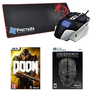 Pacchetto DRAGON WAR: Mouse Warlord + Tappetino per mouse Speed Edition + Gioco per PC Doom + Gioco per PC Dishonored GOTY – nuovo