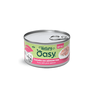 Oasy Natury Soft Jelly Tonnetto con Salmone rosa per Gatti 85g – 85 g, 12 pezzi