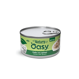 Oasy Natury Soft Jelly Pollo con Spinaci per Gatti 150g – 150 g, Singola