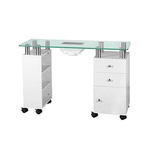 Activeshop Scrivania In Vetro Con Assorbitore 013B, Bianco
