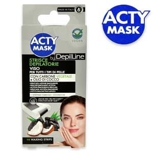 Depil line strisce depilatorie viso c/carbone 10 pezzi