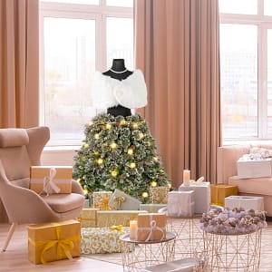 Costway Albero di Natale artificiale con manichino pre-illuminato da 150cm, Albero di Natale a forma di abito con 50 luci a LED