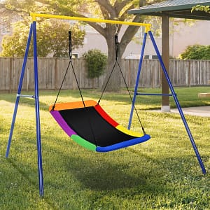 Costway Altalena da esterno realizzata in tessuto Oxford PP e acciaio, Altalena per albero con corde regolabili Multicolore