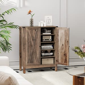 Costway Organizzatore da 6 livelli con ripiani regolabili, Scaffale per scarpe in legno autoportante per ingresso Rovere