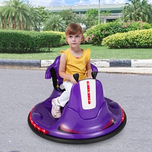 Costway Autoscontro elettrico a batteria con doppio joystick telecomando luci a LED, Autoscontro per bambini Viola