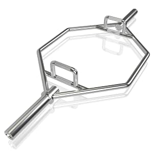 Costway Barra esagonale pieghevole con manici zigrinati di sicurezza, Barra esagonale pieghevole per sollevamento pesi Argento