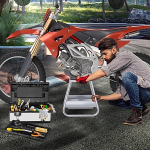 Costway Cavalletto sollevatore per moto da cross, Supporto per moto fuoristrada in metallo con superficie antiscivolo