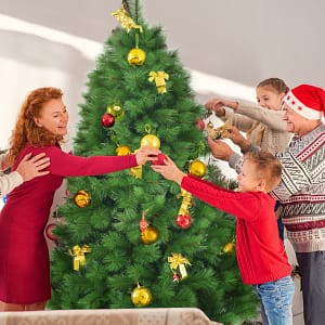 Costway Albero di Natale non illuminato 180 cm, Abete artificiale con base di metallo perfetto come decorazione