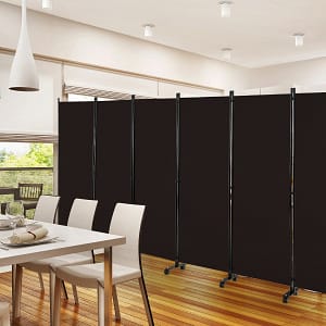 Costway Divisorio pieghevole a 6 pannelli con ruote bloccabili, Separè per interni 172cm da soggiorno ufficio Marrone