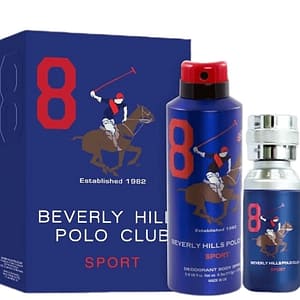 Set regalo Beverly Hills Polo Club: 1982 – Sport 8, Eau de toilette, da uomo, 100 ml + 1982 – Sport 8, antitraspirante, deodorante spray, da uomo, 175