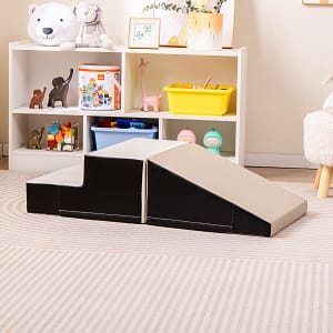 Costway Set di gioco 2 pezzi morbido per gattonare e arrampicare, Blocchi di schiuma per gioco interno Grigio