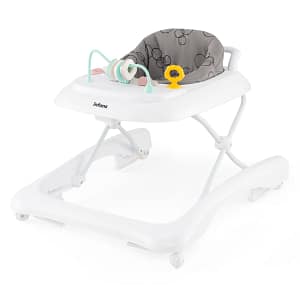 Costway Girello pieghevole per bambini con 3 altezze regolabili sedile imbottito, Centro attività per bebè in piedi Grigio