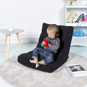 Costway Sedia imbottita da pavimento regolabile in 14 posizioni 105x56x15cm Nero