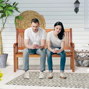 Costway Panchina da giardino per 2 persone con schienale curvo e braccioli ampi, Panchina di legno 126 x 63 x 91 cm Naturale