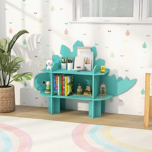 Costway Libreria in legno per stanza dei bambini, Organizzatore di archiviazione giocattoli adorabile per sala giochi Verde