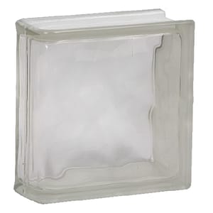 Mattone vetrocemento Dakota ondulato chiaro terminale lineare, 190x190x80mm (Confezione 6 pezzi)