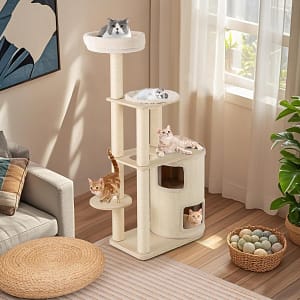 Costway Albero per gatti 151 cm con condo a 2 piani, Torre multi – livello con accessori per gatti da interno