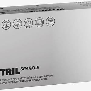 Espeon Nitril Sparkle Pearlescent Silver guanti in nitrile senza polvere taglia M 2× 50 pezzi