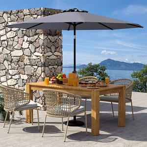 Costway Ombrellone da esterno con manovella 8 stecche robuste, Ombrellone da giardino 300 cm Grigio