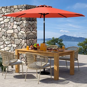 Costway Ombrellone da esterno con manovella 8 stecche robuste, Ombrellone da giardino 300 cm Arancia