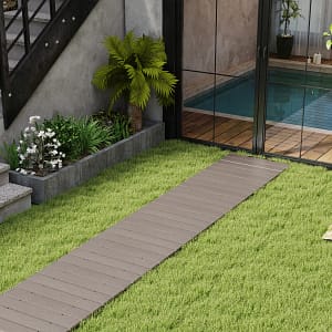 Costway Passerella dritta da esterno con connessione a filo metallico, Passerella decorativa resistente alle intemperie per matrimonio festa Grigia