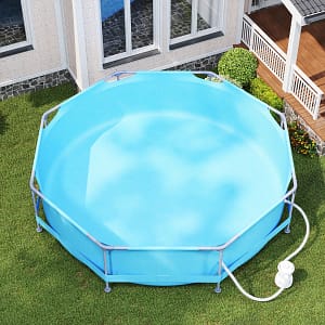 Costway Piscina fuori terra rotonda con struttura metallica e pompa filtro, Piscina da giardino per adulti capacità 4383L 3 M x 76 CM Blu