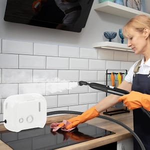 Costway Pulitore vapore portatile 1600w, Vaporizzatore domestico serbatoio acqua 1L ,Si riscalda in 10 secondi Bianco