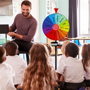 Costway Ruota premio da 40cm con supporto tripode pieghevole, Ruota girevole con altezza regolabile vassoio e 12 slot per festa