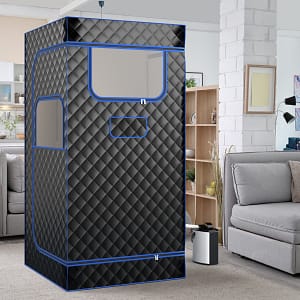 Costway Sauna portatile a vapore per casa con generatore di vapore da 3L telecomando, Box sauna completo 1 posto Nero