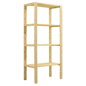 Scaffalatura Dakota Fat 4 ripiani in legno di abete bianco, 800x1700x400mm