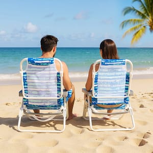 Costway Leggera lounge sdraio con 5 posizioni regolabili per ia testa per picnic, 2 pacco sedia pieghevole da spiaggia Blu