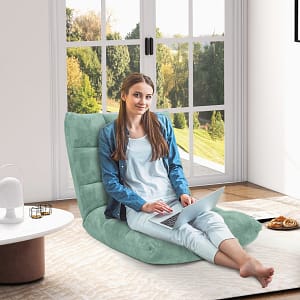 Costway Sedia imbottita da pavimento regolabile in 14 posizioni 105x56x15cm Verde chiaro