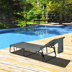 Costway Sedia pieghevole con foro per il viso cuscini rimovibili schienale regolabile in 5  livelli, Sedia a sdraio Grigio