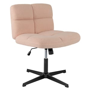 Costway Sedia da ufficio a gambe incrociate con altezza regolabile rotazione a 360°, Sedia da ufficio senza braccioli da lavoro per studio Rosa