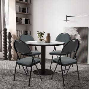 Costway Set di 4 sedie pieghevoli con seduta imbottita, Sedie pieghevoli portatili con piedini antiscivolo Grigio