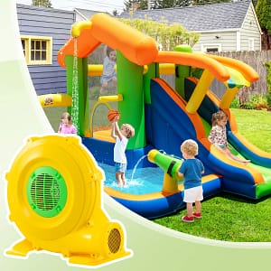 Costway Soffiatore ad aria da 850W con maniglia comoda e picchetti da terreno, 1880 pa Pompa ad aria per casa gonfiabile Giallo