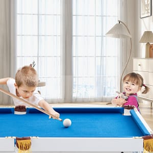 Costway Tavolo da biliardo pieghevole da 122 cm con set di accessori bambini e adulti, Tavolo da gioco portatile con 2 stecche Blu