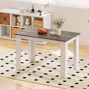 Costway Tavolo rettangolare in legno da cucina moderno in stile rustico, Tavolo da pranzo 120 CM per angolo colazione Bianco