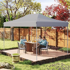 Costway Tenda pop-up per impieghi gravosi con fori di drenaggio borsa con ruote, Tenda facile installazione Grigio