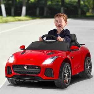 Costway Macchina Jaguar F-type SVR 12 V per bambini con telecomando, Macchina a batterie con musica e storie Rosso